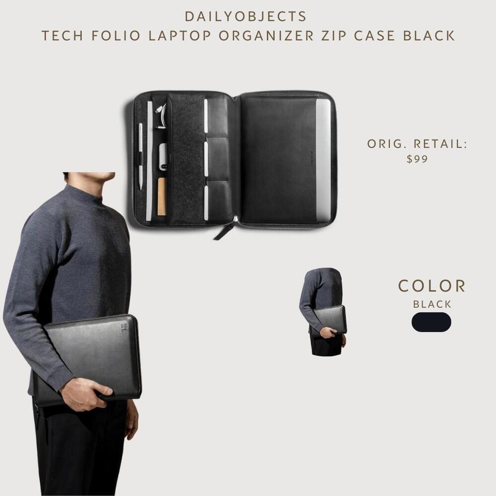 Tech Folio Laptop Organizer Zip Case - Black